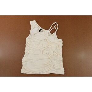 H&M Divided Women's Size Small Cream Ruched Asymmetric Tank Top NWT